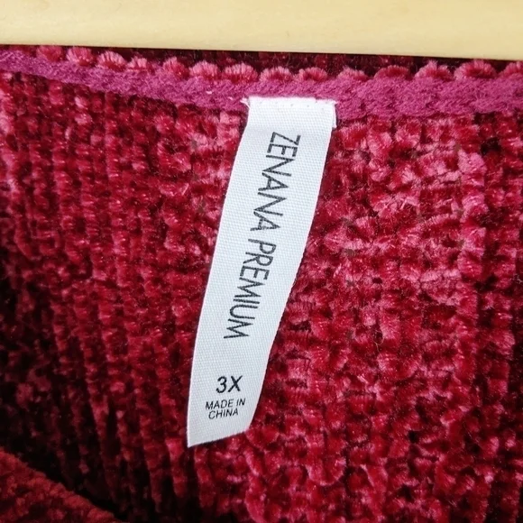 Zenana Premium Sweater Women's 3x Maroon Red Chenille Puffy Popcorn Style Soft - Picture 3 of 7
